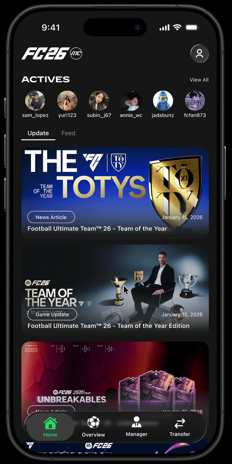 FC 26 Manager Plus home screen animation